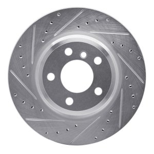 BMW 340I Brake Rotor (1) - Rear Left - R1 Concepts - Drilled & Slotted - Silver - `12-`20